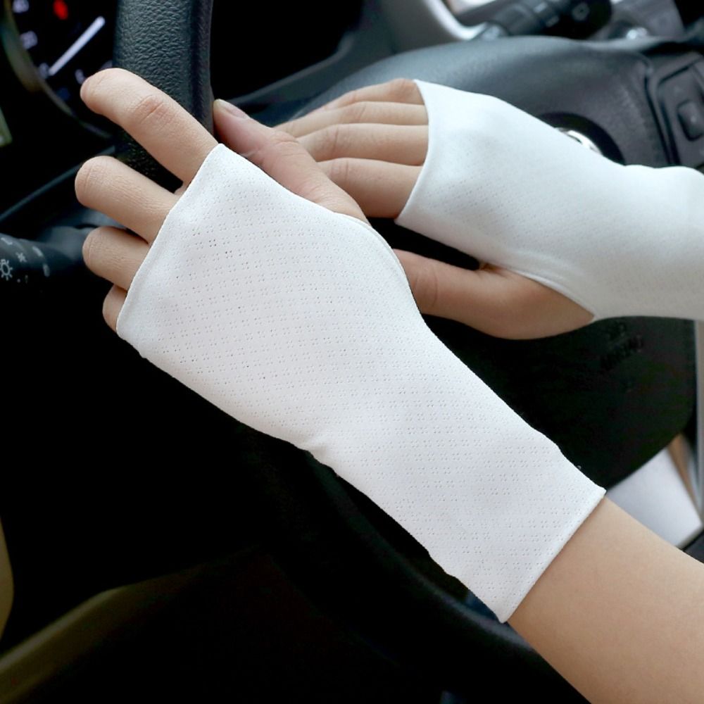 Cycling Glove - Elastic Fingerless Gloves Solid Color Anti-UV