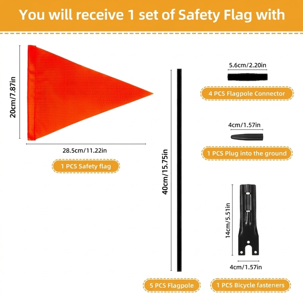 Cycling Visibility Gear - Children Cycling Safety Flag Fiberglass Pole